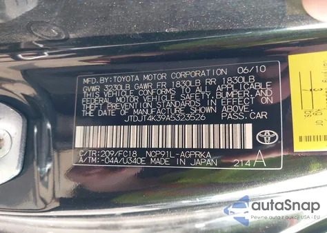 2010 Toyota Yaris из США, поврежденный, VIN JTDJT4K39A5323526